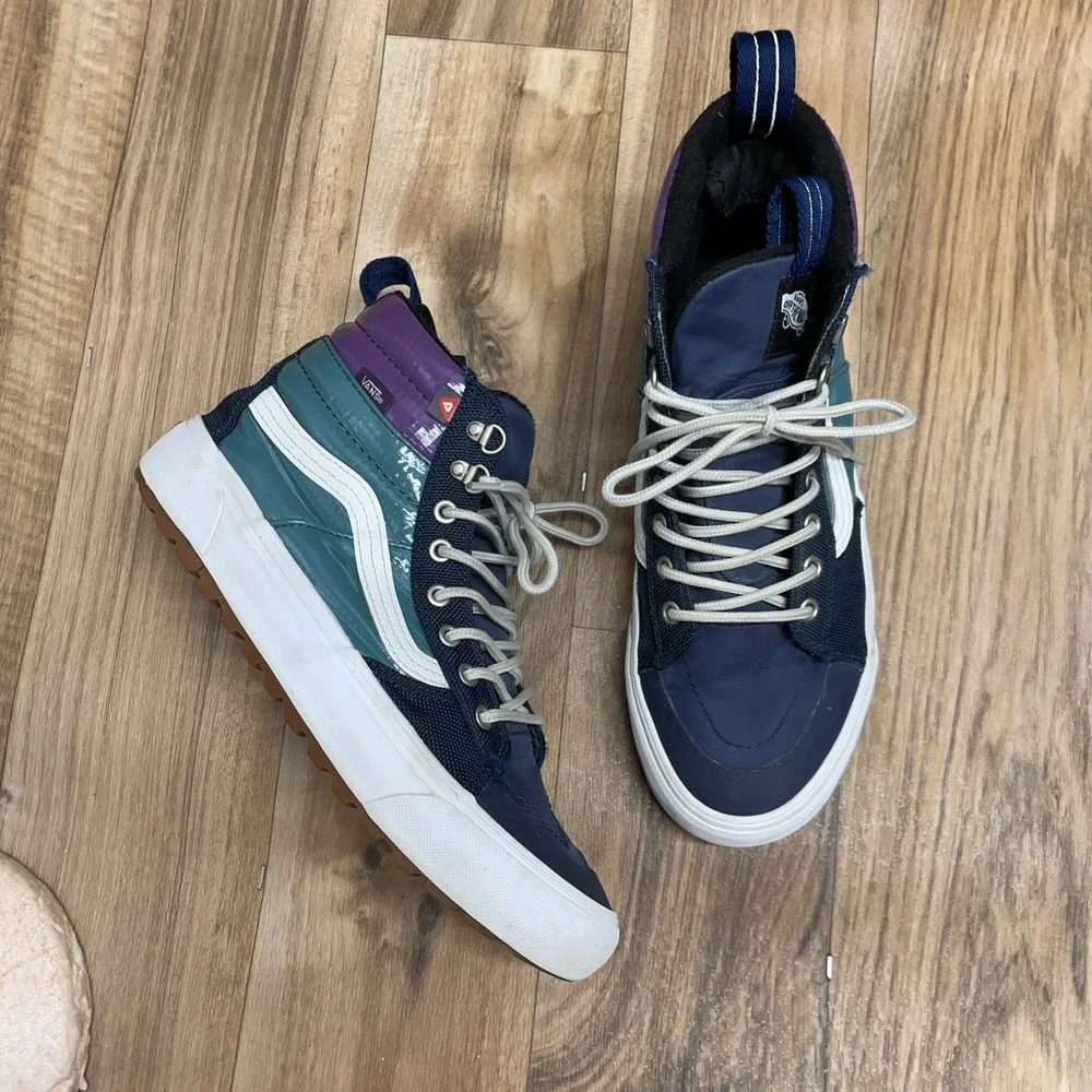 Vans Men's 500714 Blue Teal Purple White Textile Synthetic High‎ Top 9 M-W 10.5
